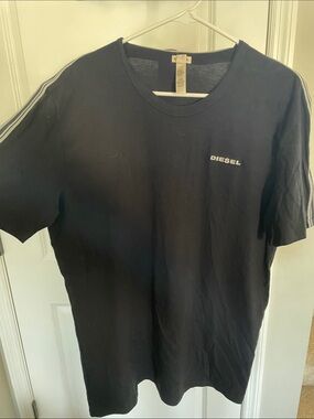 Men’s Diesel Black Short Sleeve Logo Tee with Stripe Detail XL NWT